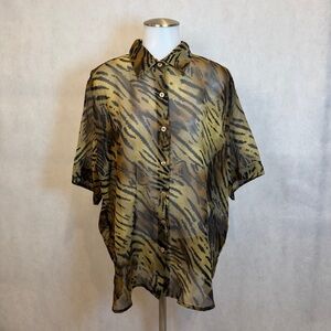 Vintage 1X Animal Tiger Stripe Button Front Shirt